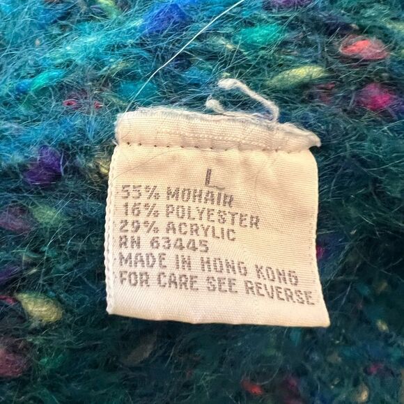 Vintage John Bull Small Mohair Angora Rabbit Pullover Sweater Mock Neck Nordic L - Picture 5 of 8